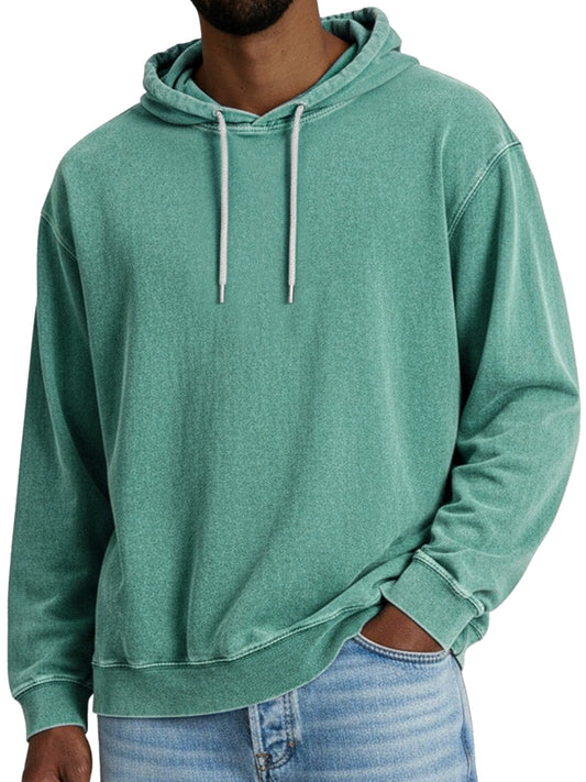 Men's Autumn Vintage Solid Color Hooded Long Sleeve Sweatshirt