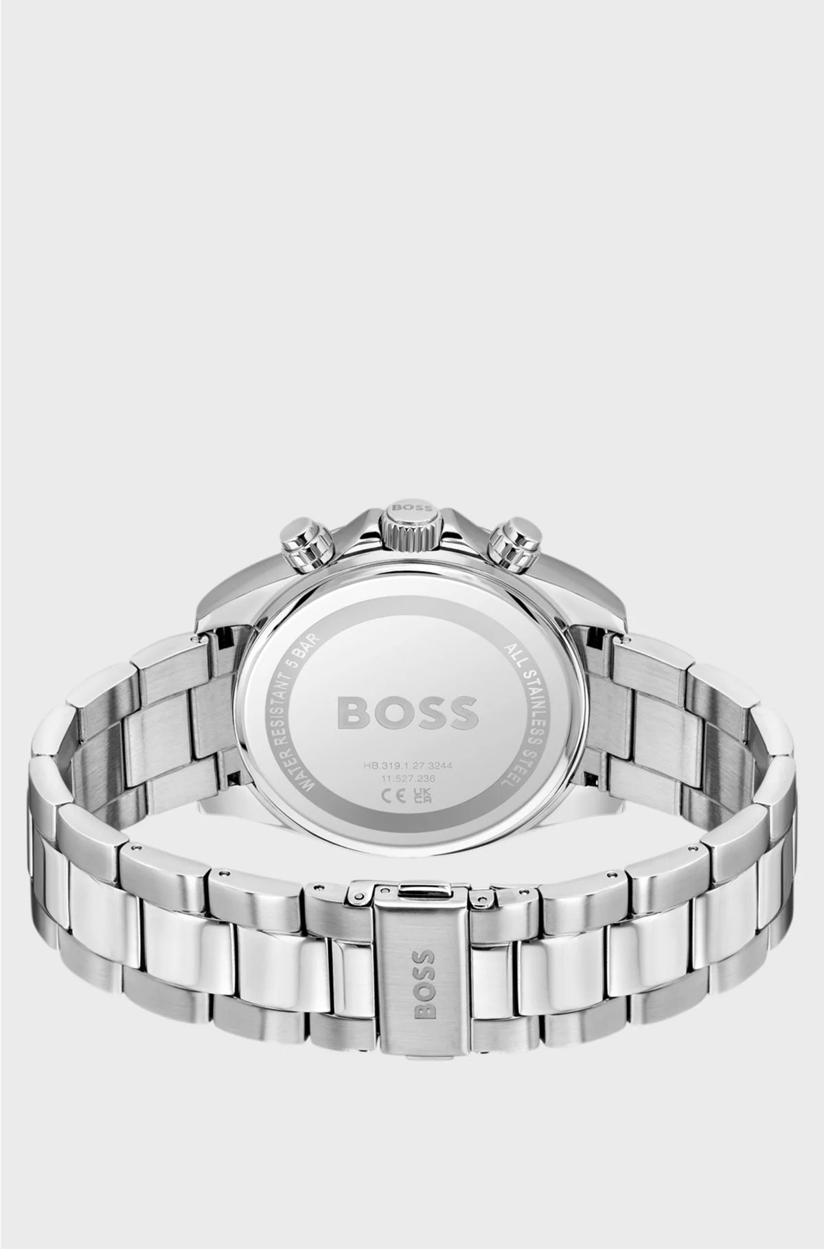 BLACK-DIAL CHRONOGRAPH WATCH WITH STEEL BRACELET