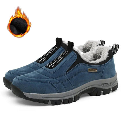 Men's Orthopedic Slip-On Winter Walking Shoes - Fleece-Lined, Waterproof & Anti-Slip Rubber Sole