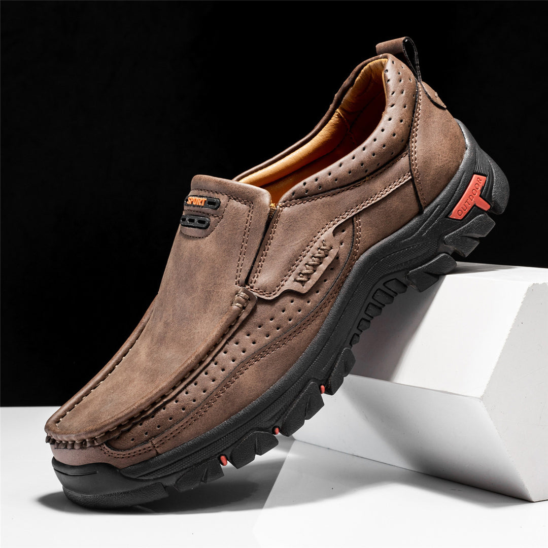 Mitchell Shoes Men's Non-slip Walking Leather Lightweight Breathable Casual Loafers