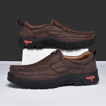 Mitchell Shoes Men's Non-slip Walking Leather Lightweight Breathable Casual Loafers