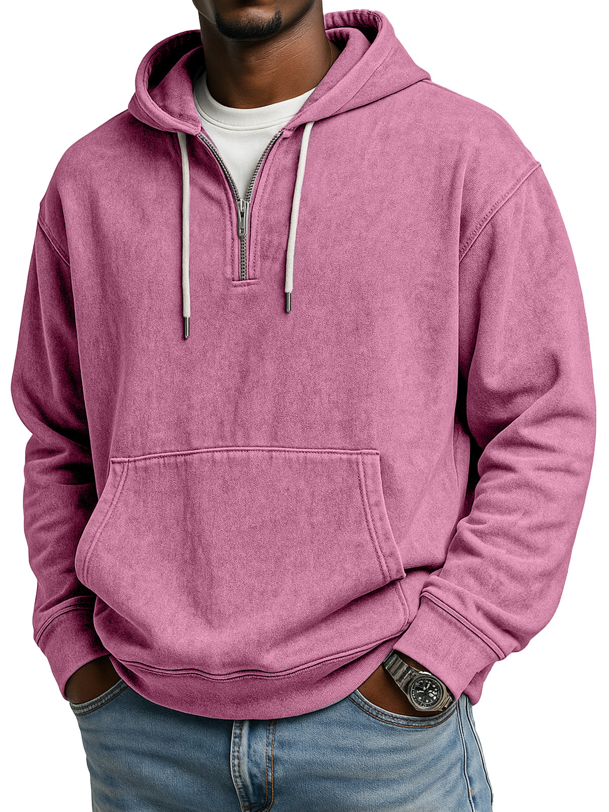 Men's Retro Casual Zipper Hooded Long Sleeve Sweatshirt