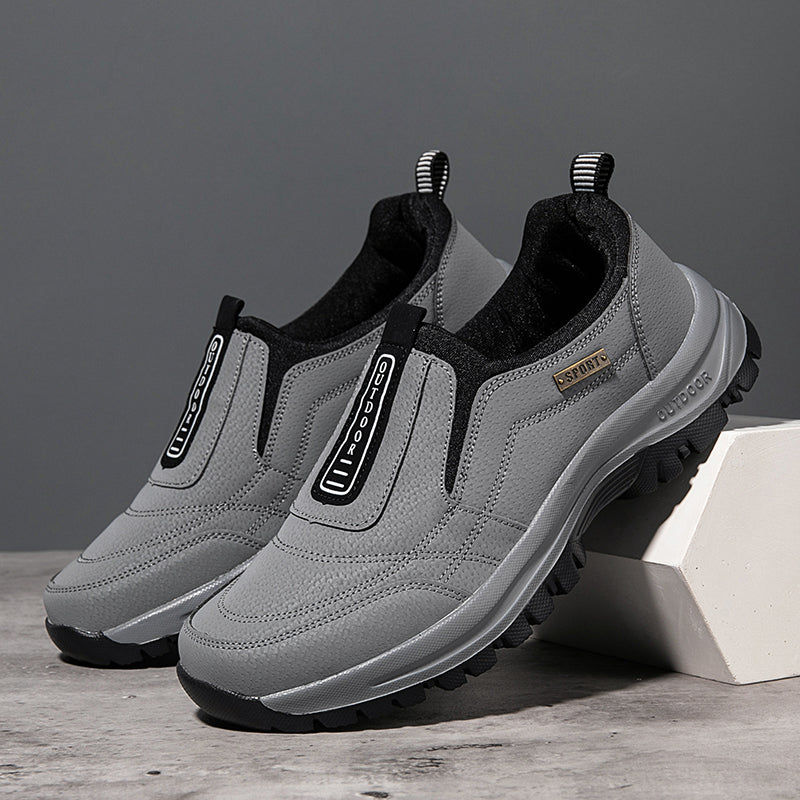 Men's Orthopedic Slip-On Winter Walking Shoes - Fleece-Lined, Waterproof & Anti-Slip Rubber Sole