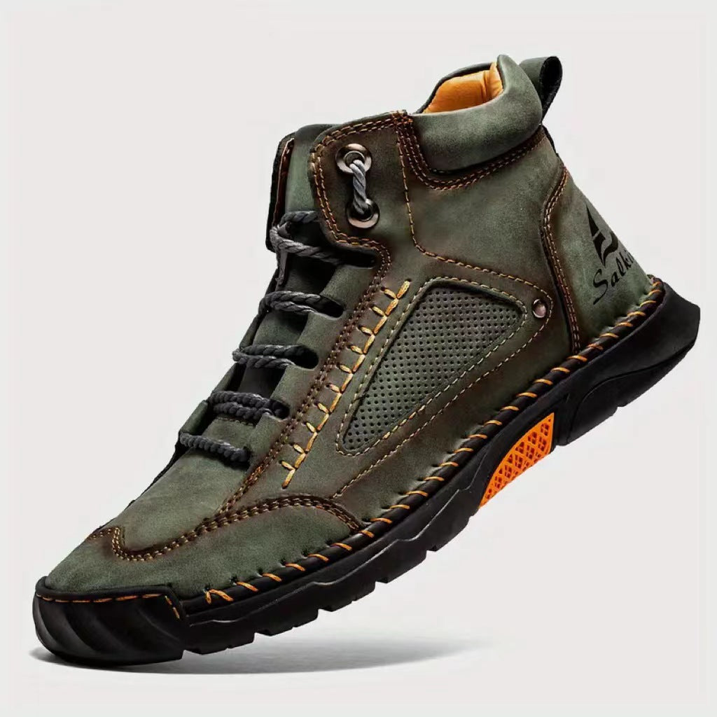 ⚡Men's Comfortable Handmade Leather Boots – Waterproof, Arch Support, Pressure Relief, Spacious Toe Box Outdoor Leather Shoes