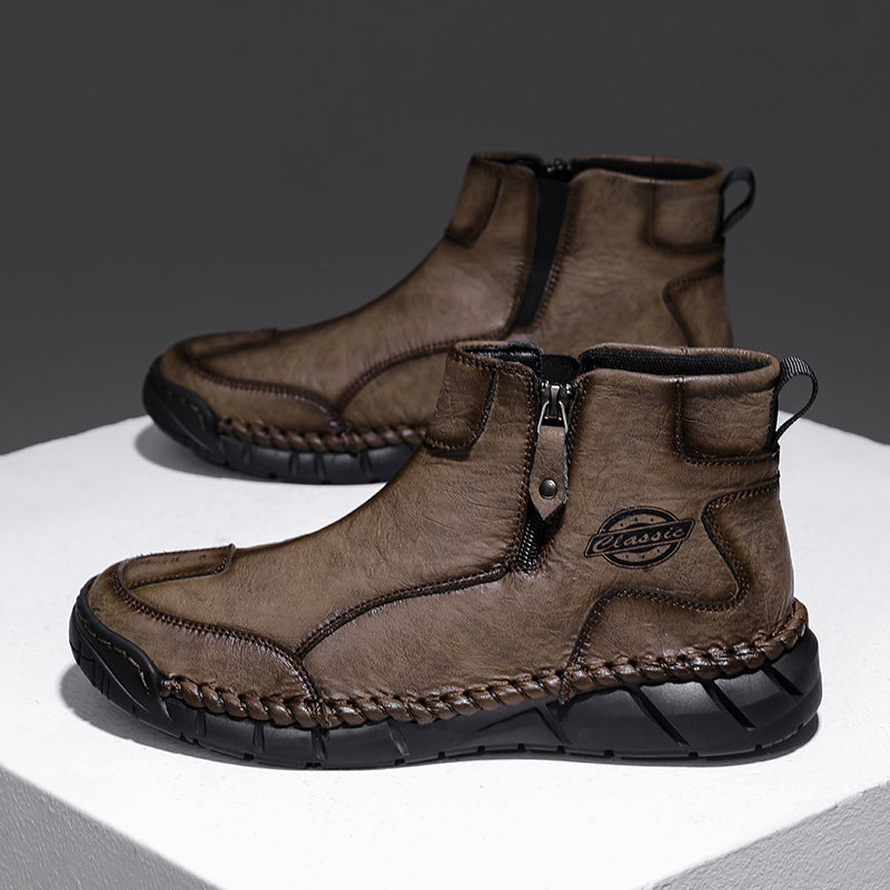 Men's Orthopedic Safety Off-Road Leather Boots - Lightweight ; Round Toe ; Ankle Protection ; Arch Support ; Non-Slip ; Durable for 3 years