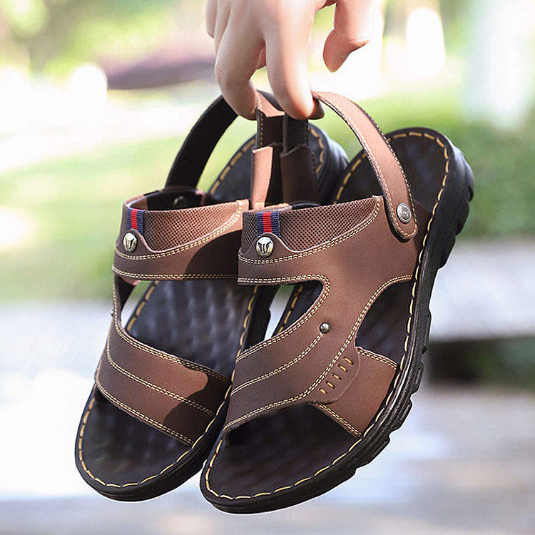 Men's Premium Leather Two-Way Sandals - Orthopedic Walking Shoes
