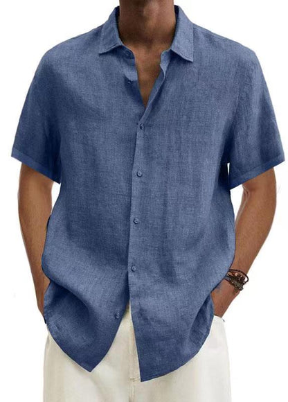 Men's Simple Solid Color Casual Short Sleeve Shirt