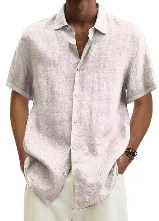 Men's Simple Solid Color Casual Short Sleeve Shirt