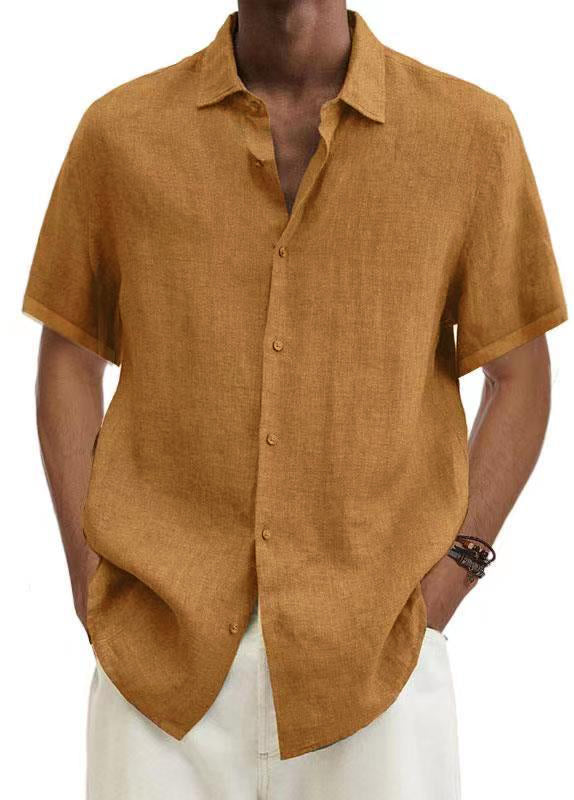 Men's Simple Solid Color Casual Short Sleeve Shirt