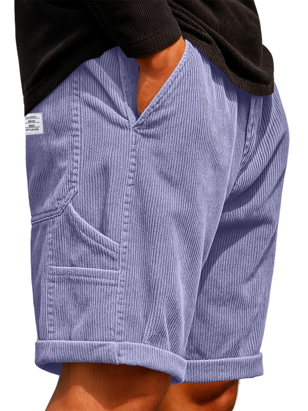 Men's Practical Multi-Pocket Cargo Shorts Corduroy Embroidered Logo Stylish Loose Everyday Shorts