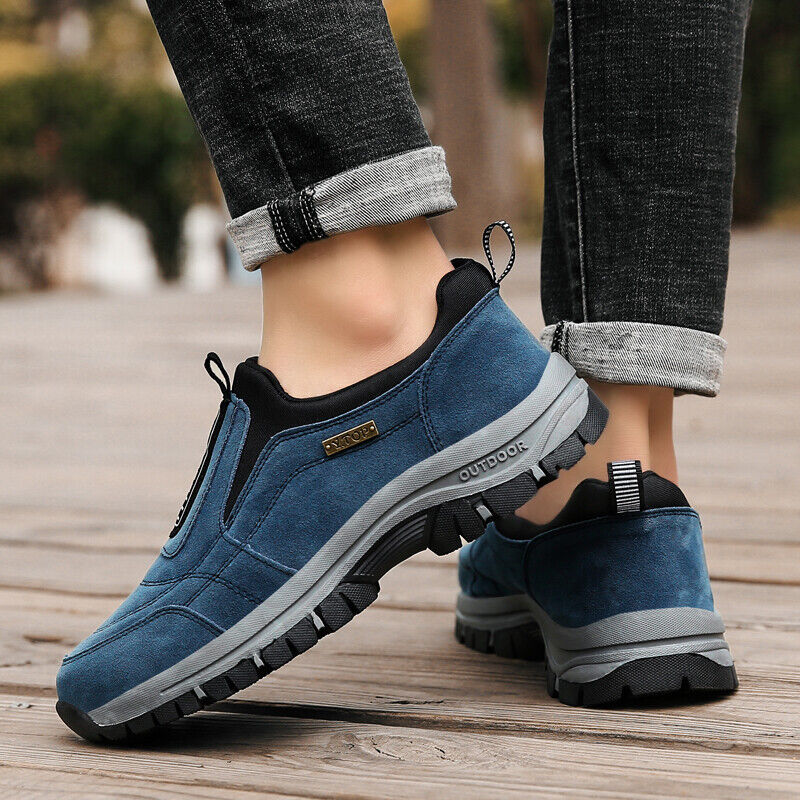 Men's Orthopedic Slip-On Winter Walking Shoes - Fleece-Lined, Waterproof & Anti-Slip Rubber Sole