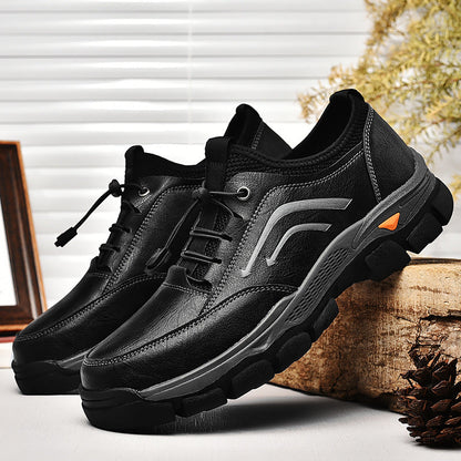 Men's handmade genuine leather drawstring slip-on orthopedic shoes