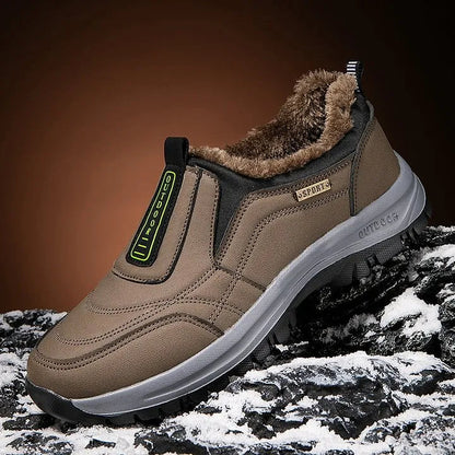 Men's Orthopedic Slip-On Winter Walking Shoes - Fleece-Lined, Waterproof & Anti-Slip Rubber Sole