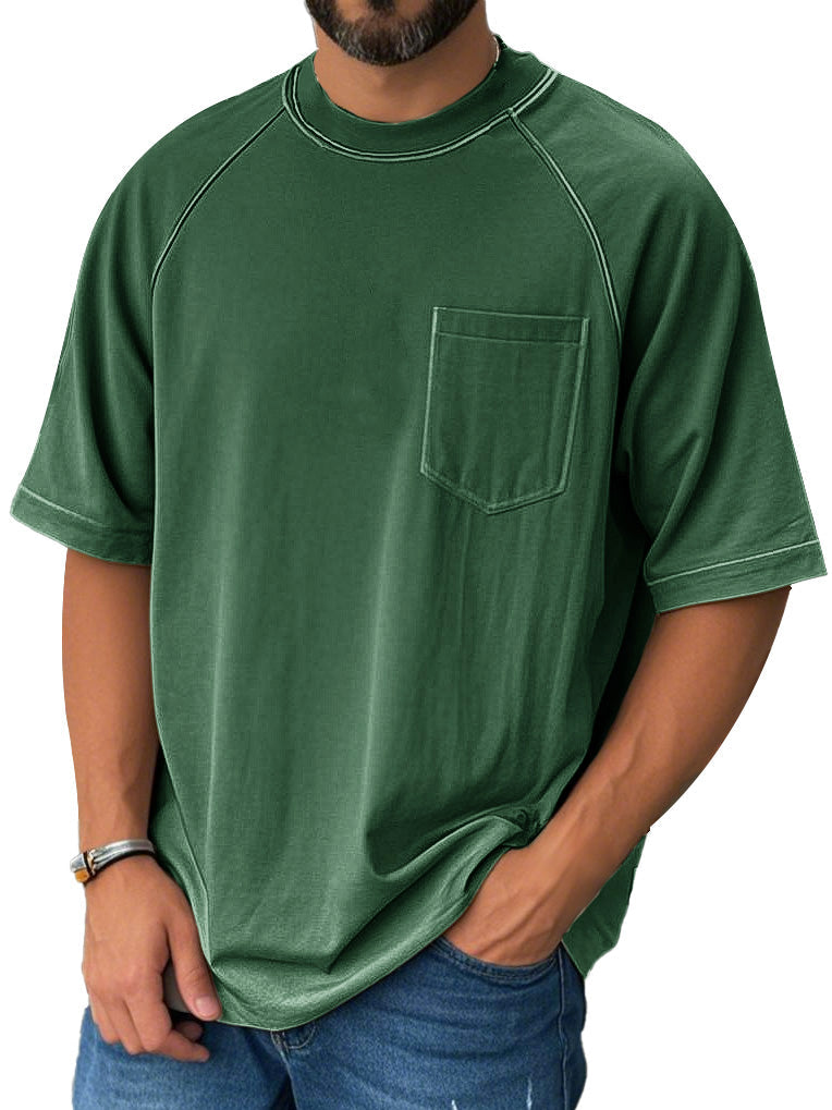Men's Fashion Casual Raglan Pocket Short Sleeve T-Shirt