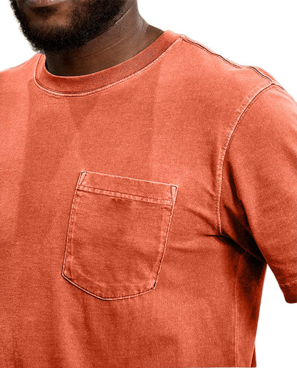Men's Retro Distressed Washed Pocket Short-sleeved T-shirt