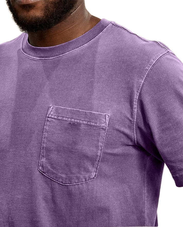 Men's Retro Distressed Washed Pocket Short-sleeved T-shirt