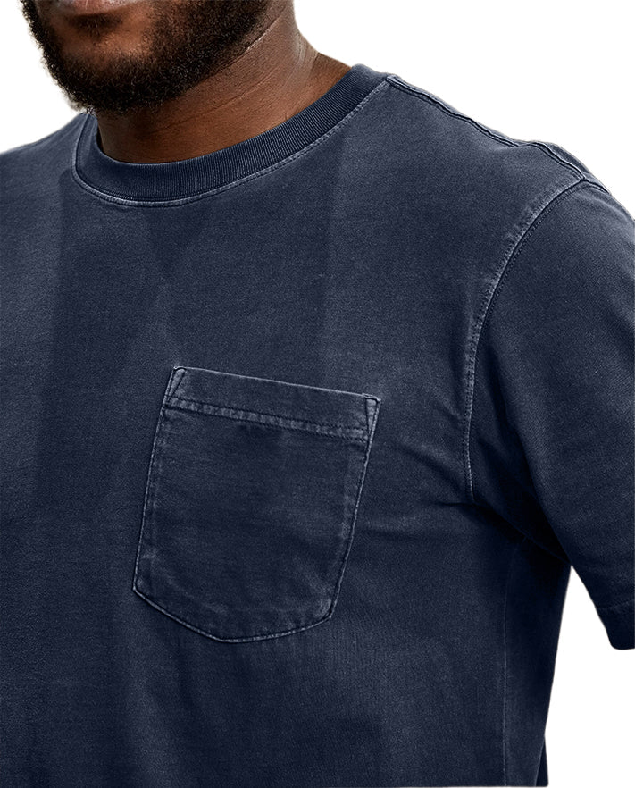 Men's Retro Distressed Washed Pocket Short-sleeved T-shirt
