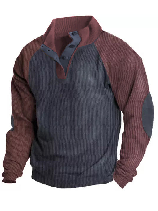 Men's Retro Casual Stand Collar Long Sleeve Sweatshirt