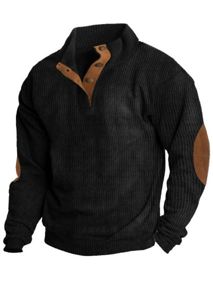 Men's Retro Casual Stand Collar Long Sleeve Sweatshirt