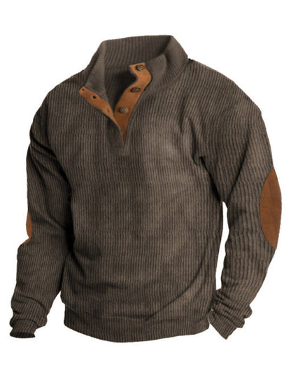 Men's Retro Casual Stand Collar Long Sleeve Sweatshirt