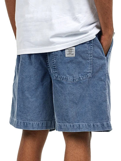 Men's Retro Distressed Corduroy Embroidered Logo Loose Stretch Waistband Pocket Shorts