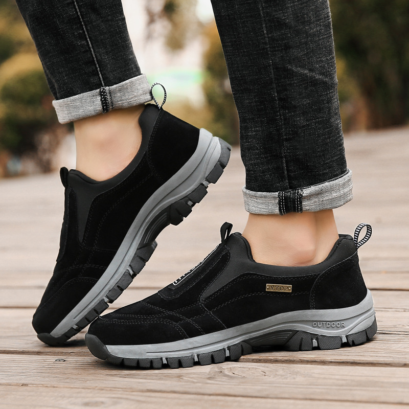 Men's Orthopedic Slip-On Winter Walking Shoes - Fleece-Lined, Waterproof & Anti-Slip Rubber Sole