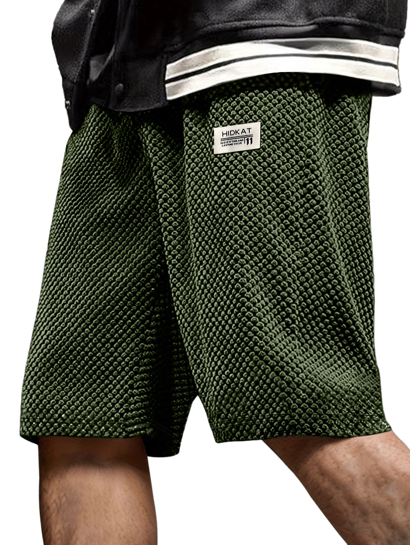 Men's Retro Casual Embroidered Logo Corduroy Shorts