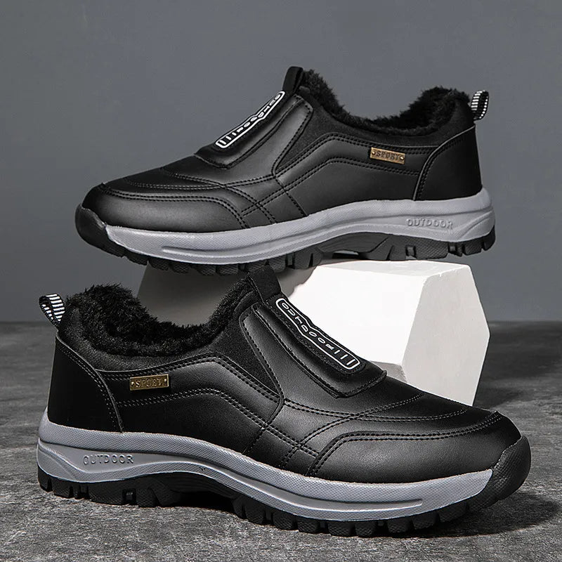 Men's Orthopedic Slip-On Winter Walking Shoes - Fleece-Lined, Waterproof & Anti-Slip Rubber Sole