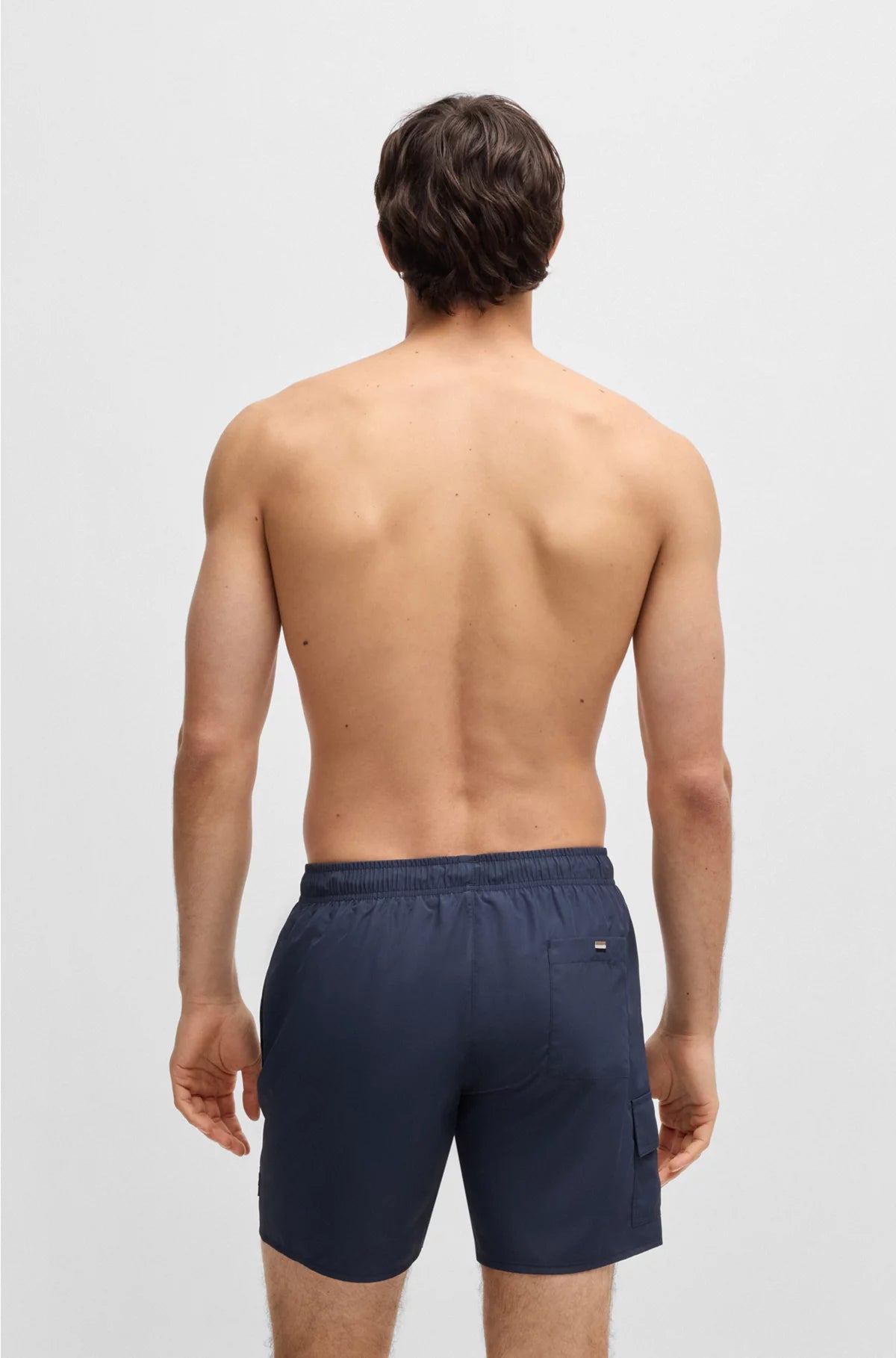CARGO-POCKET SWIM SHORTS WITH LOGO BADGE