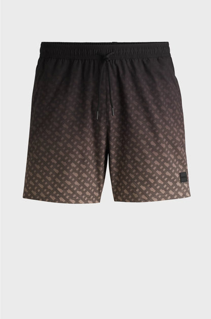 LOGO-BADGE SWIM SHORTS WITH DEGRADE MONOGRAM PRINT