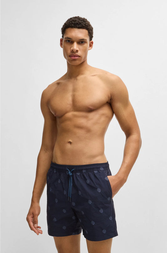 QUICK-DRY SWIM SHORTS WITH DOUBLE B MONOGRAMS