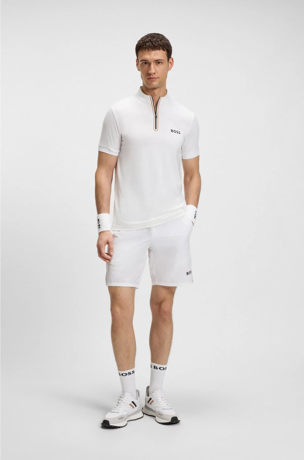 ACTIVE ZIP-NECK T-SHIRT IN STRETCH-MESH JERSEY
