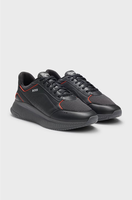 TRAINERS WITH LEATHER AND MESH