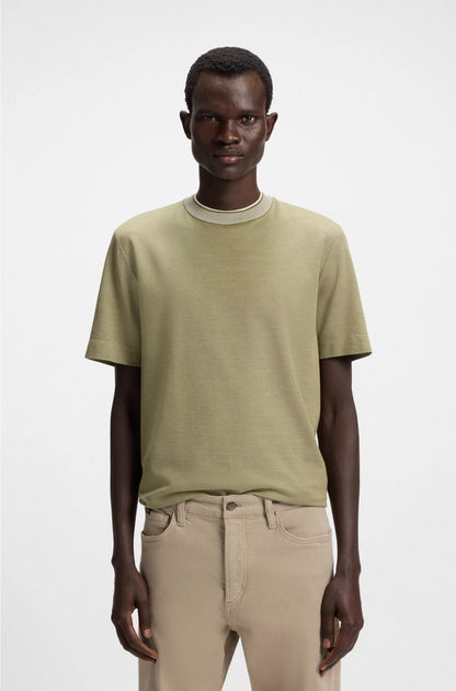 MICRO-STRUCTURED T-SHIRT IN COTTON AND SILK