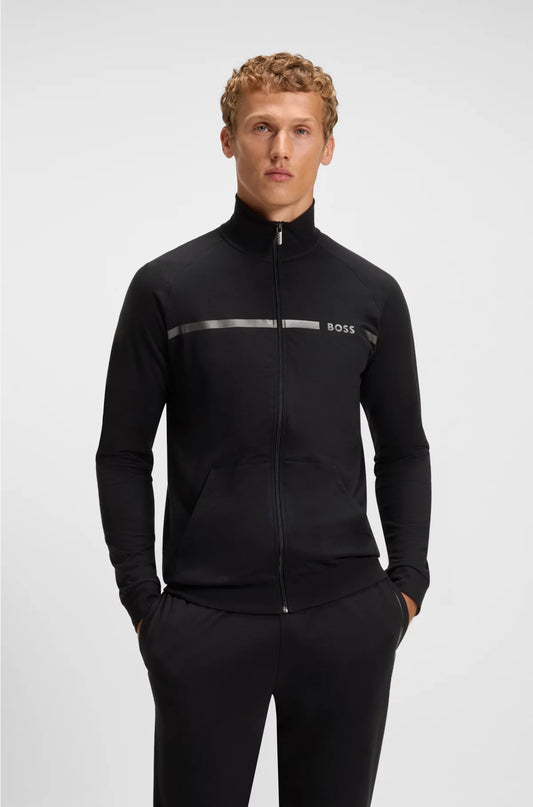 COTTON-TERRY JACKET WITH STRIPE AND LOGO