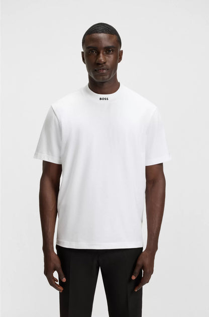 RELAXED-FIT T-SHIRT IN STRETCH COTTON WITH LOGO COLLAR