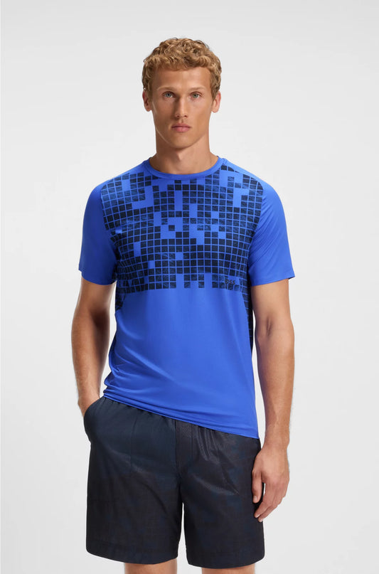 ACTIVE SLIM-FIT T-SHIRT IN PRINTED STRETCH MESH