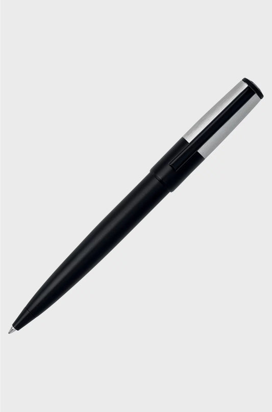 BALLPOINT PEN WITH BRUSHED BLACK AND CHROME EFFECTS