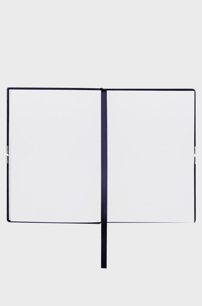 A6 NOTEBOOK IN NAVY FAUX LEATHER WITH ELASTICATED BAND