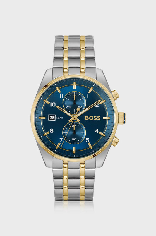 TWO-TONE CHRONOGRAPH WATCH WITH BLUE DIAL
