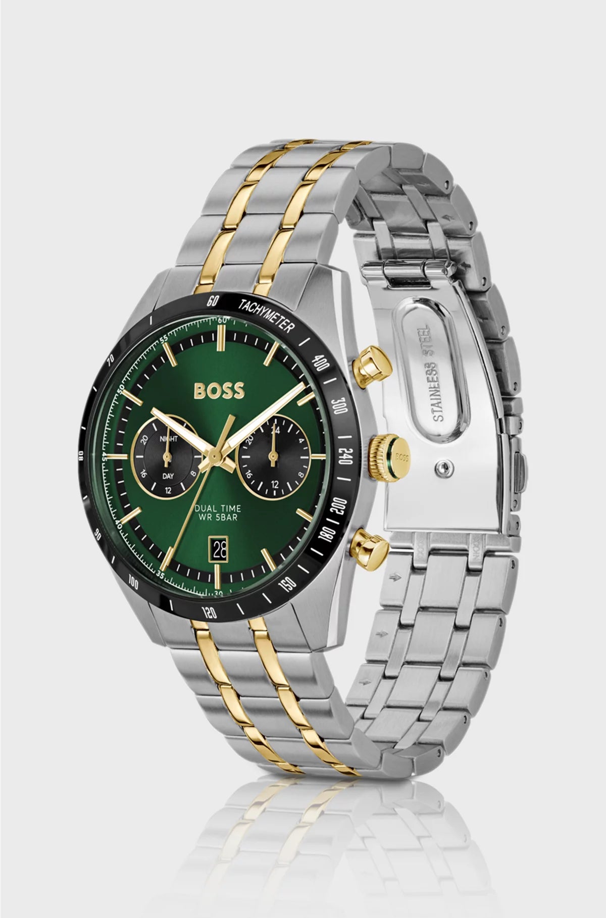TOURMASTER GREEN-DIAL WATCH WITH TWO-TONE BRACELET