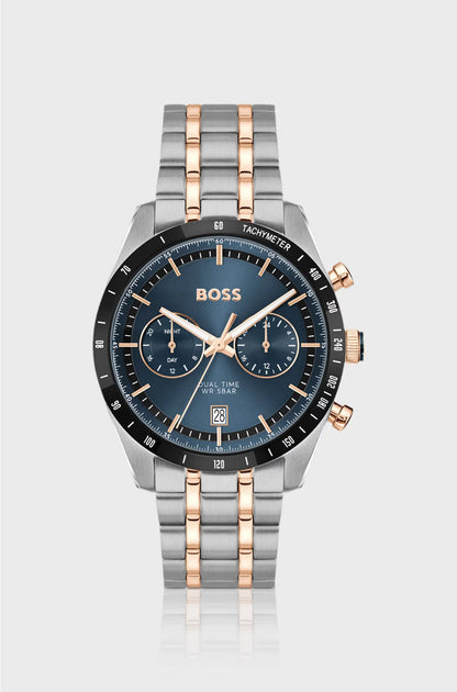 TOURMASTER BLUE-DIAL WATCH WITH TWO-TONE BRACELET