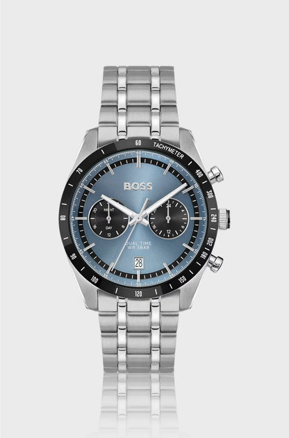 TOURMASTER BLUE-DIAL WATCH WITH MULTI-LINK BRACELET