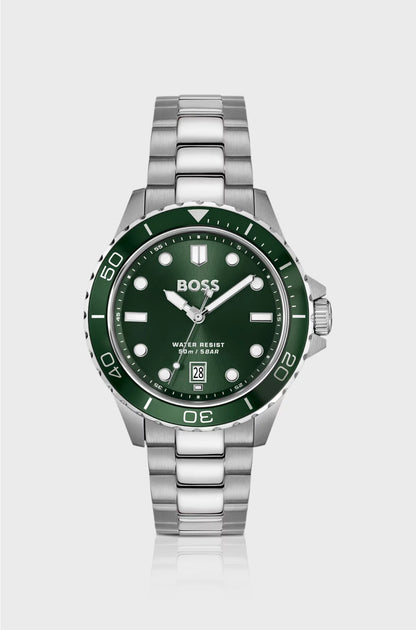 TROPER SPORT GREEN-DIAL WATCH WITH STEEL BRACELET