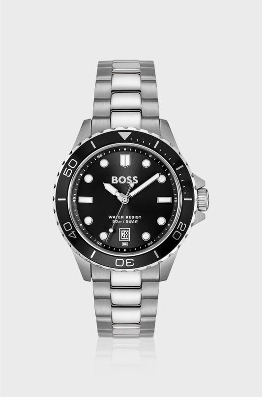 TROPER SPORT BLACK-DIAL WATCH WITH STEEL BRACELET
