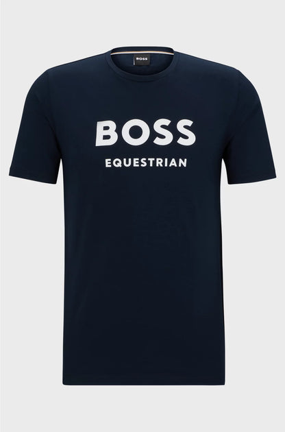 EQUESTRIAN SHORT-SLEEVED STRETCH-COTTON T-SHIRT WITH LOGO