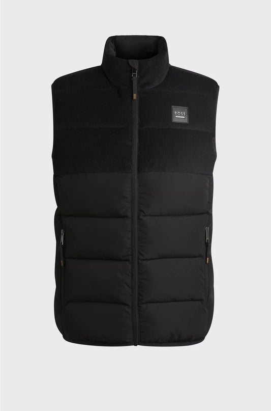 EQUESTRIAN WATERPROOF PADDED GILET WITH CORDUROY PANEL
