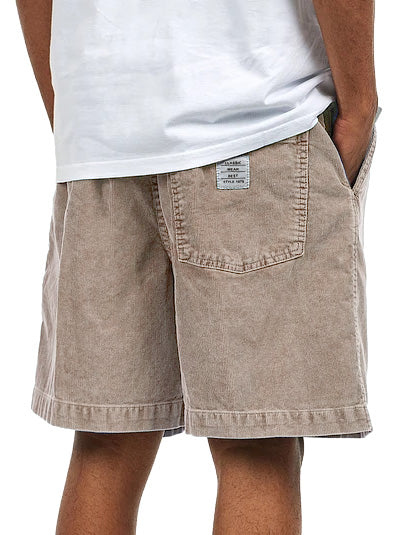Men's Retro Distressed Corduroy Embroidered Logo Loose Stretch Waistband Pocket Shorts