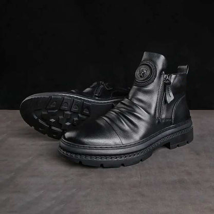 Men's Comfortable Leather Motorcycle Boots Work Boots Waterproof Anti-Slip Anti-Sprain