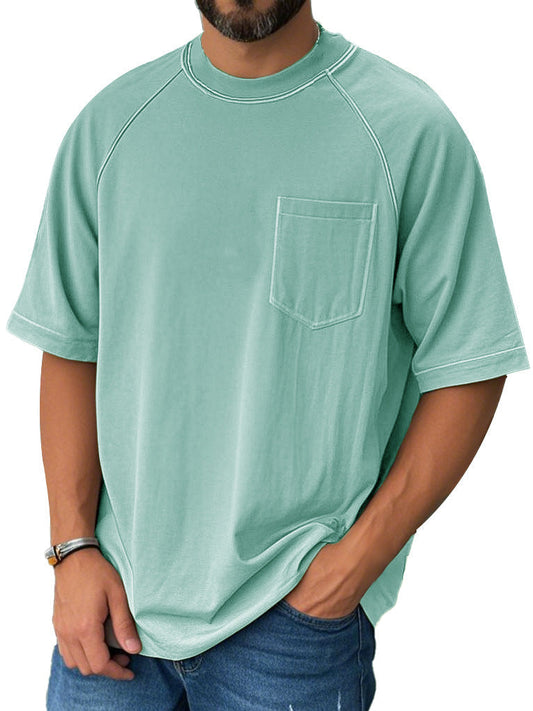 Men's Fashion Casual Raglan Pocket Short Sleeve T-Shirt